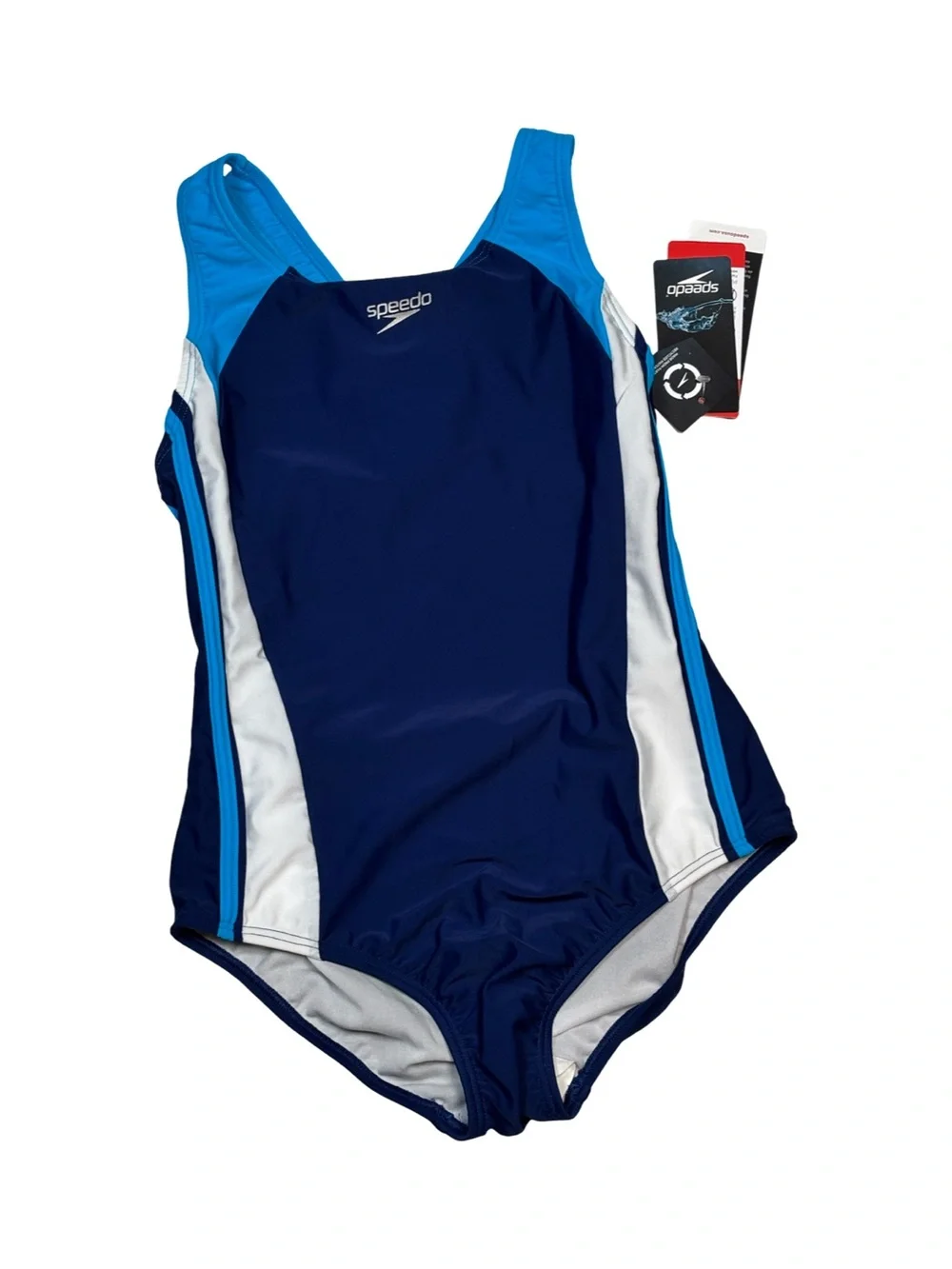 Speedo Girls Solid Infinity Splice One Piece In Navy Size 14 NWT